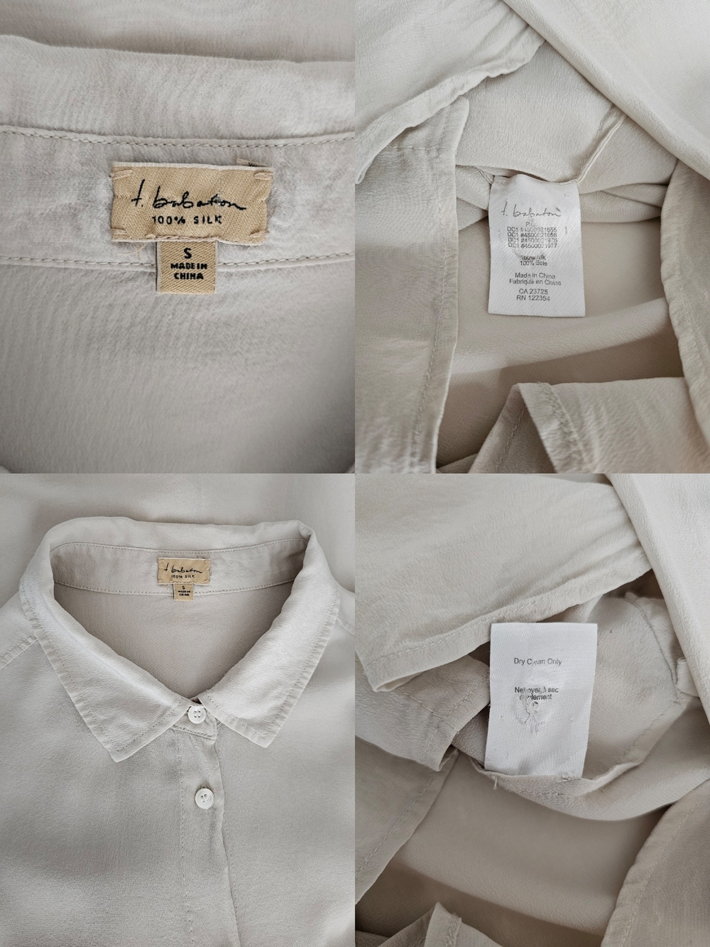 Aritzia Babaton Beige Long Sleeve 100% Silk Button Blouse - Picture 13 of 16